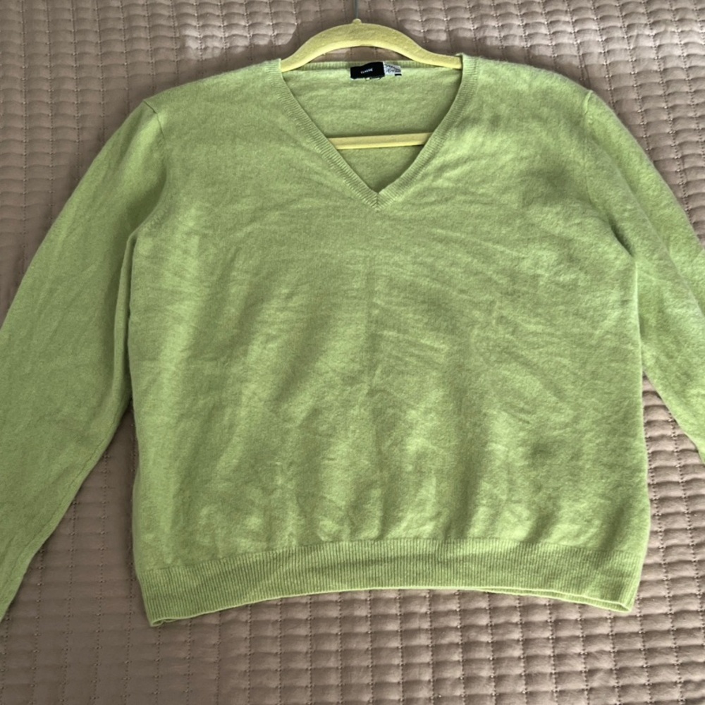 Saks Fifth Avenue Lime V-Neck Sweater